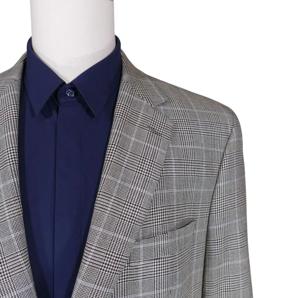 Lauren Ralph Lauren Sport Coat Blazer Mens 46R Gray Black Red Plaid Two Button
